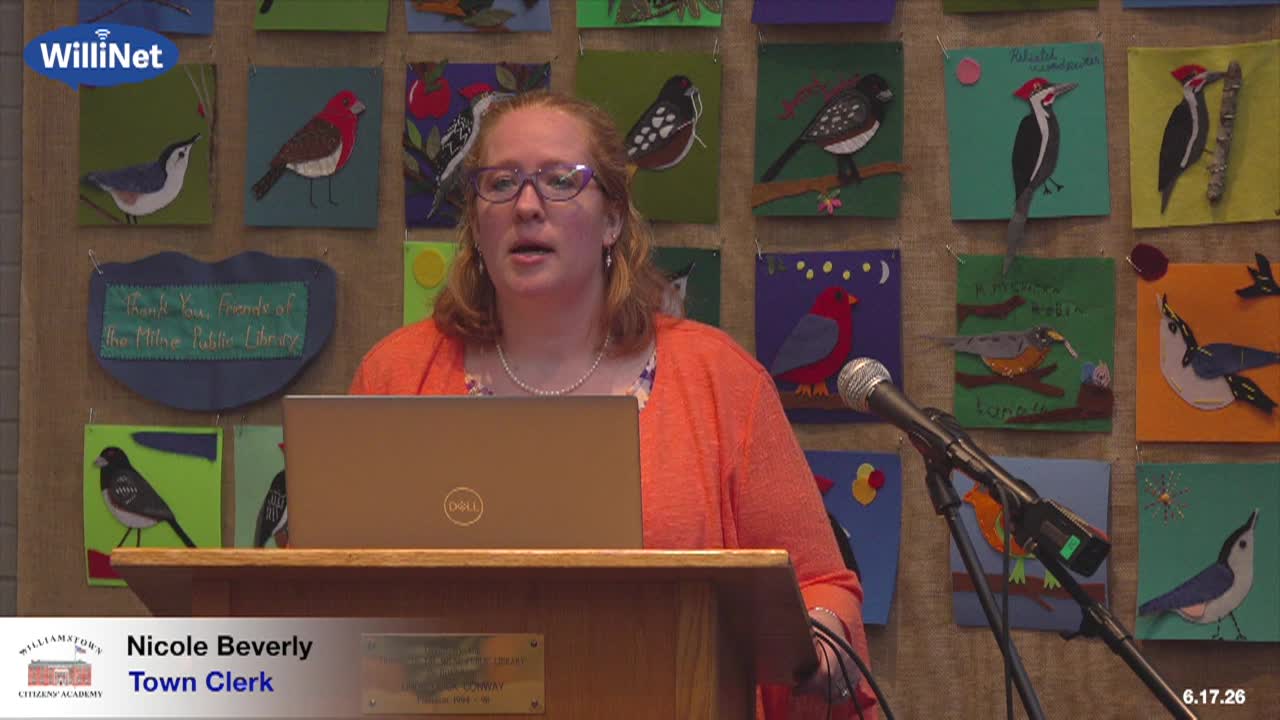 Citizens Academy – Nicole Beverly, Williamstown Town Clerk